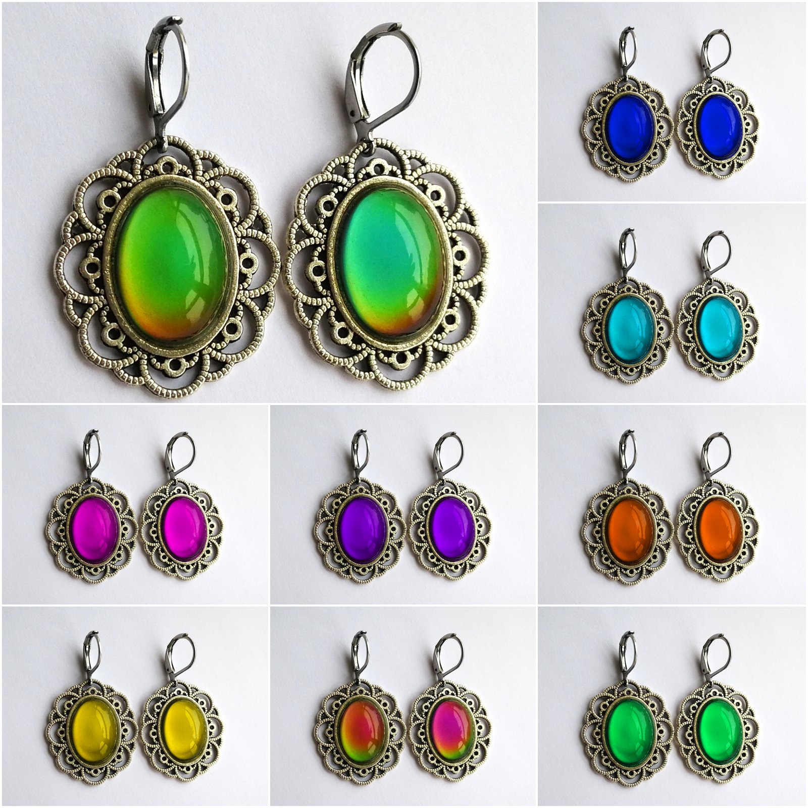 Venus of the Silver Moons - Mood Earrings - 18x13 mm - Brass