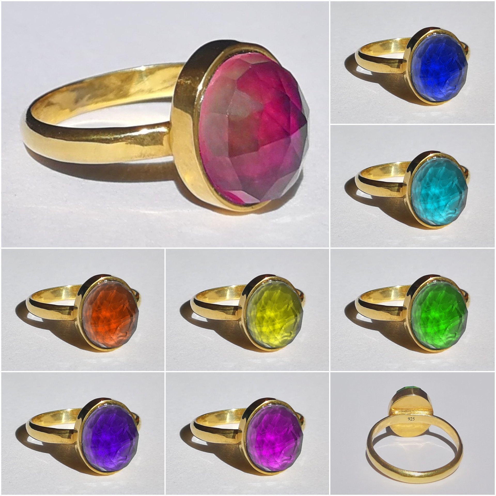 Essence of Enchantment - Mood Ring - 11x9 mm - 24k Gold Plated Sterling Silver 925 - AAA Topaz