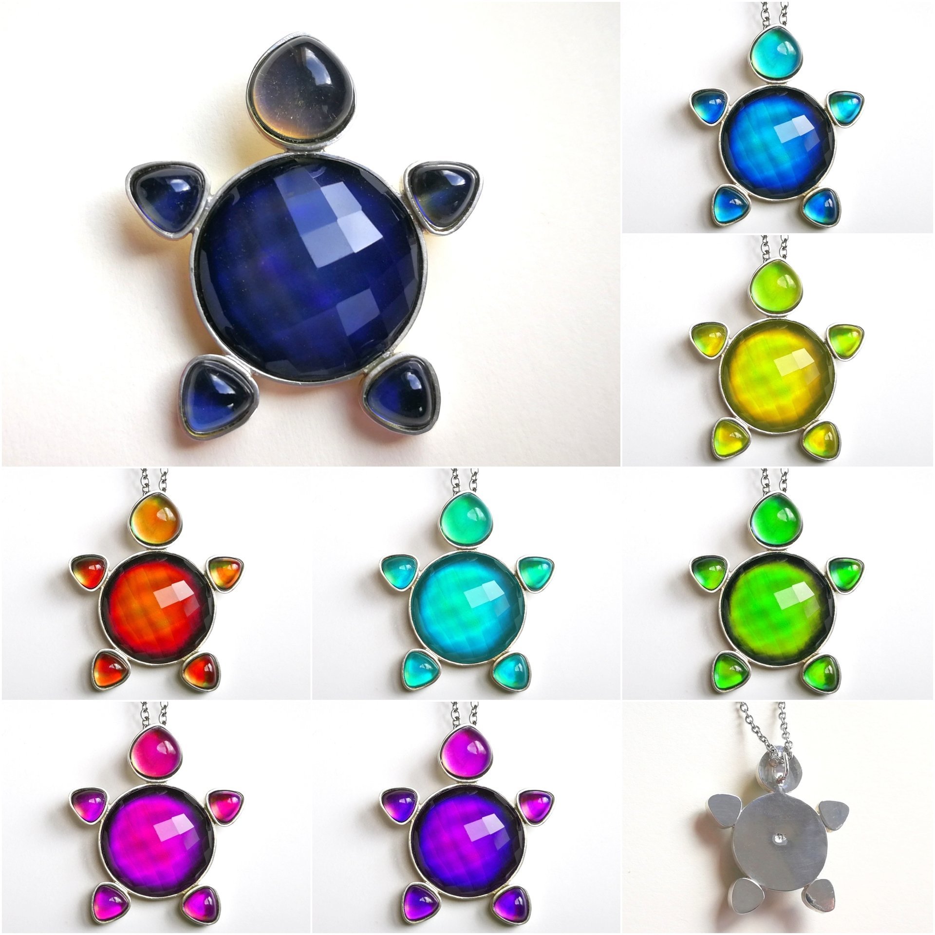 Divine Turtle - Mood Pendant - Sterling Silver 925 - AAA Crystal Quartz