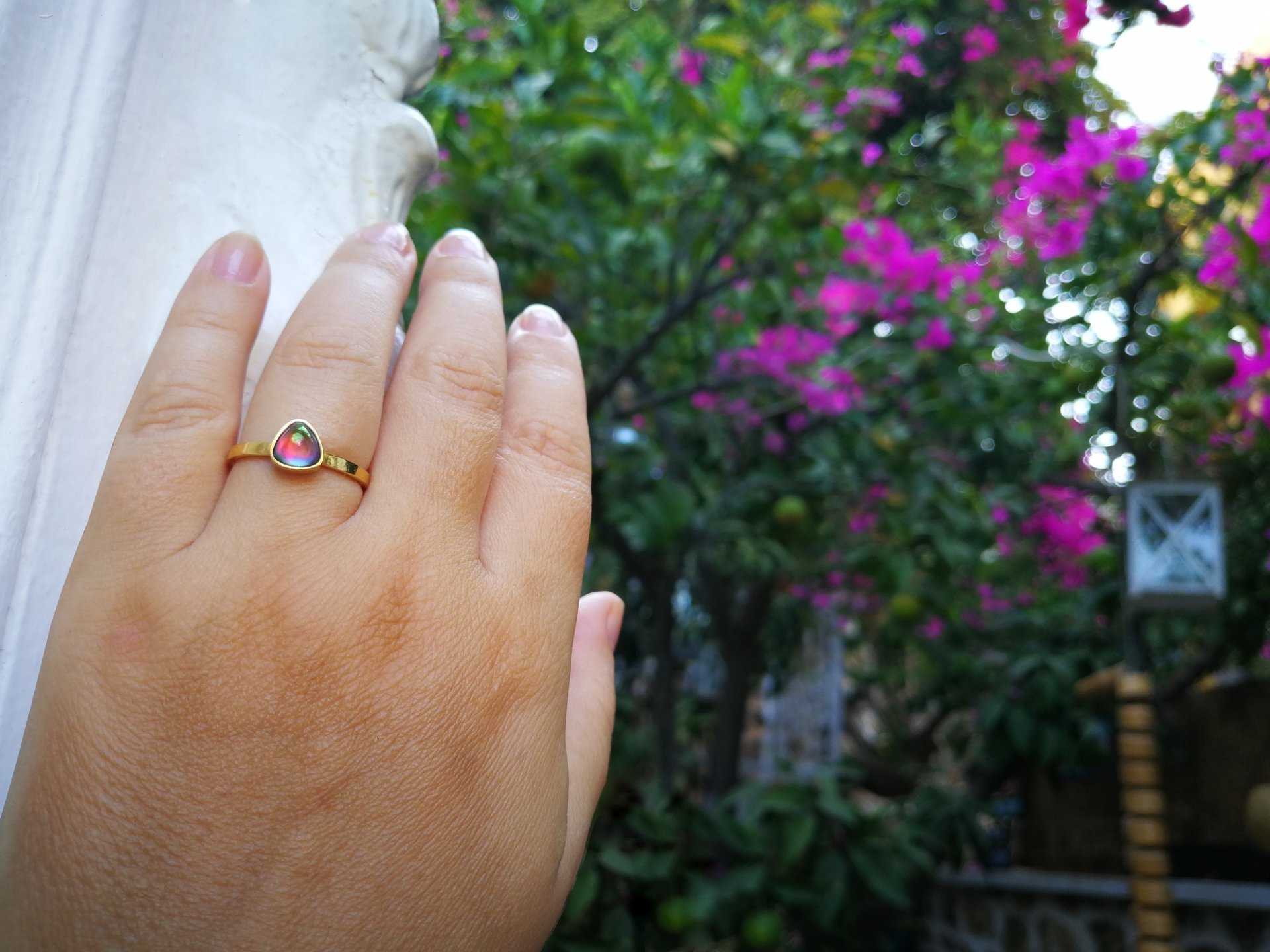 The Little Lord - Mood Ring - 6 mm - 24k Gold Plated Sterling Silver 925 - AAA Crystal Quartz