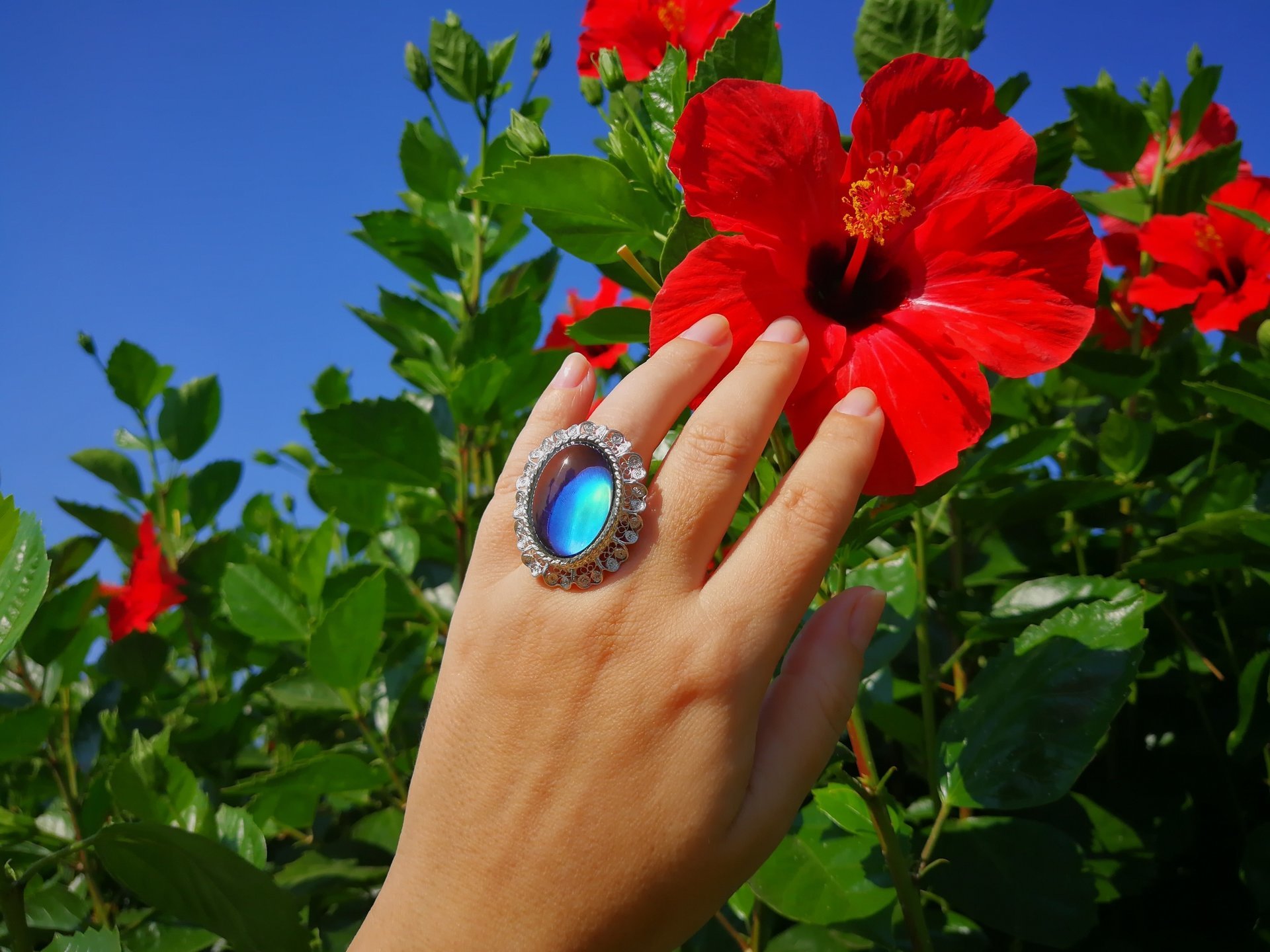 Empress of Elegance - Mood Ring - 25x18 mm - Silver 800 - one of a kind - size 7