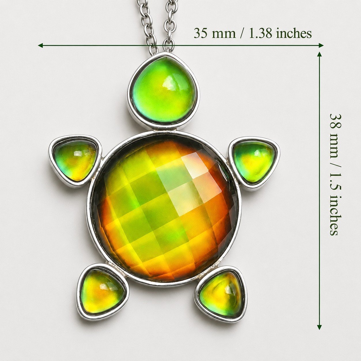 Divine Turtle - Mood Pendant - Sterling Silver 925 - AAA Crystal Quartz