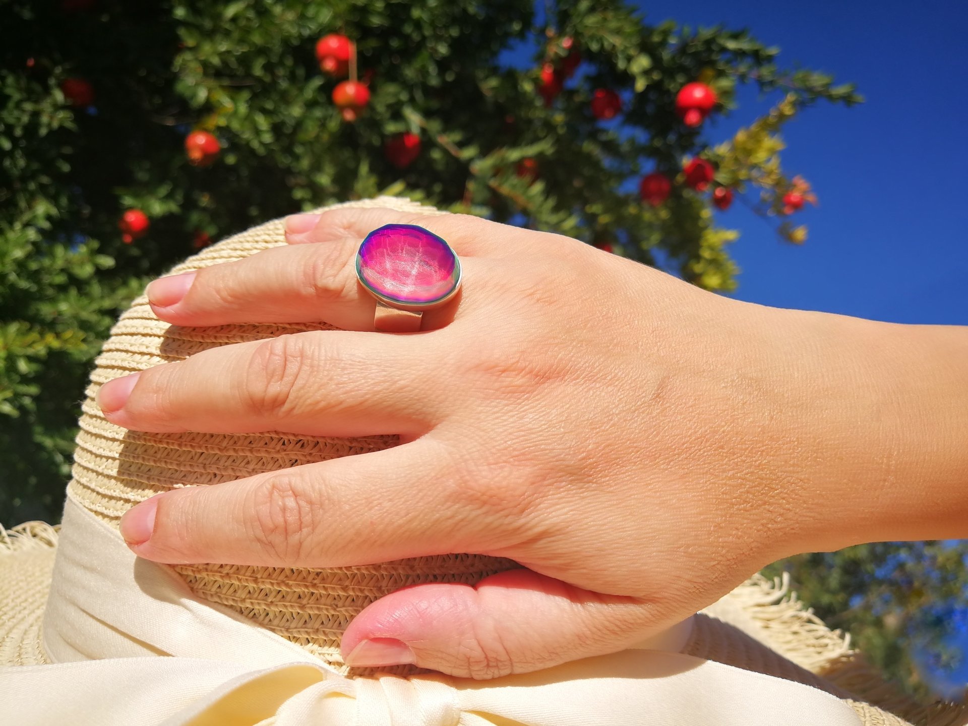 White Fire - Mood Ring - 20x15 mm - Sterling Silver 925 (pure or gold plated) - AAA Crystal Quartz