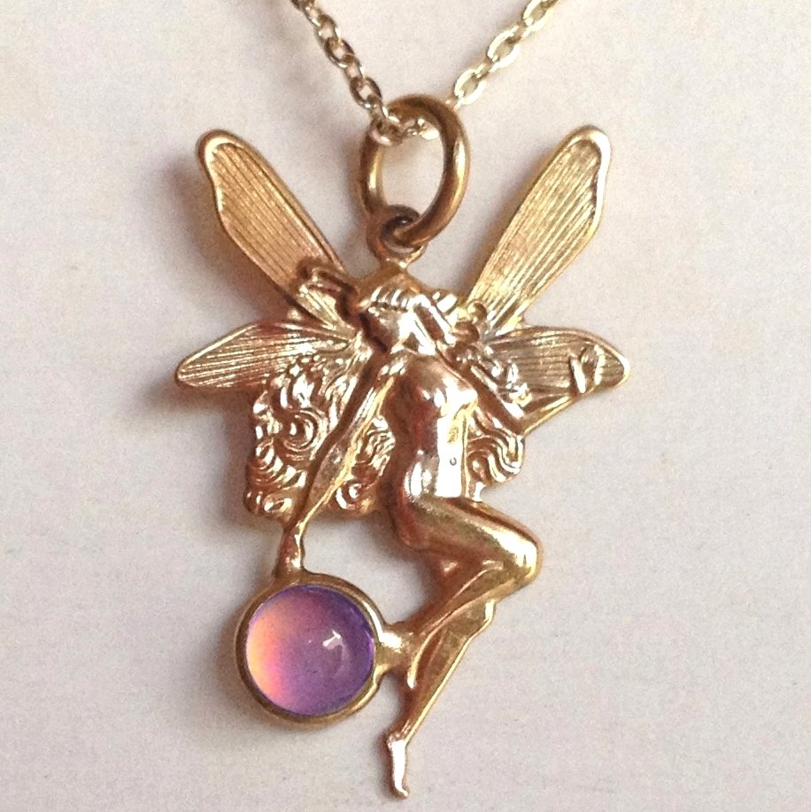 Secret Fairy Princess of Wishes - Mood Necklace - 5 mm - Gold Plated Brass