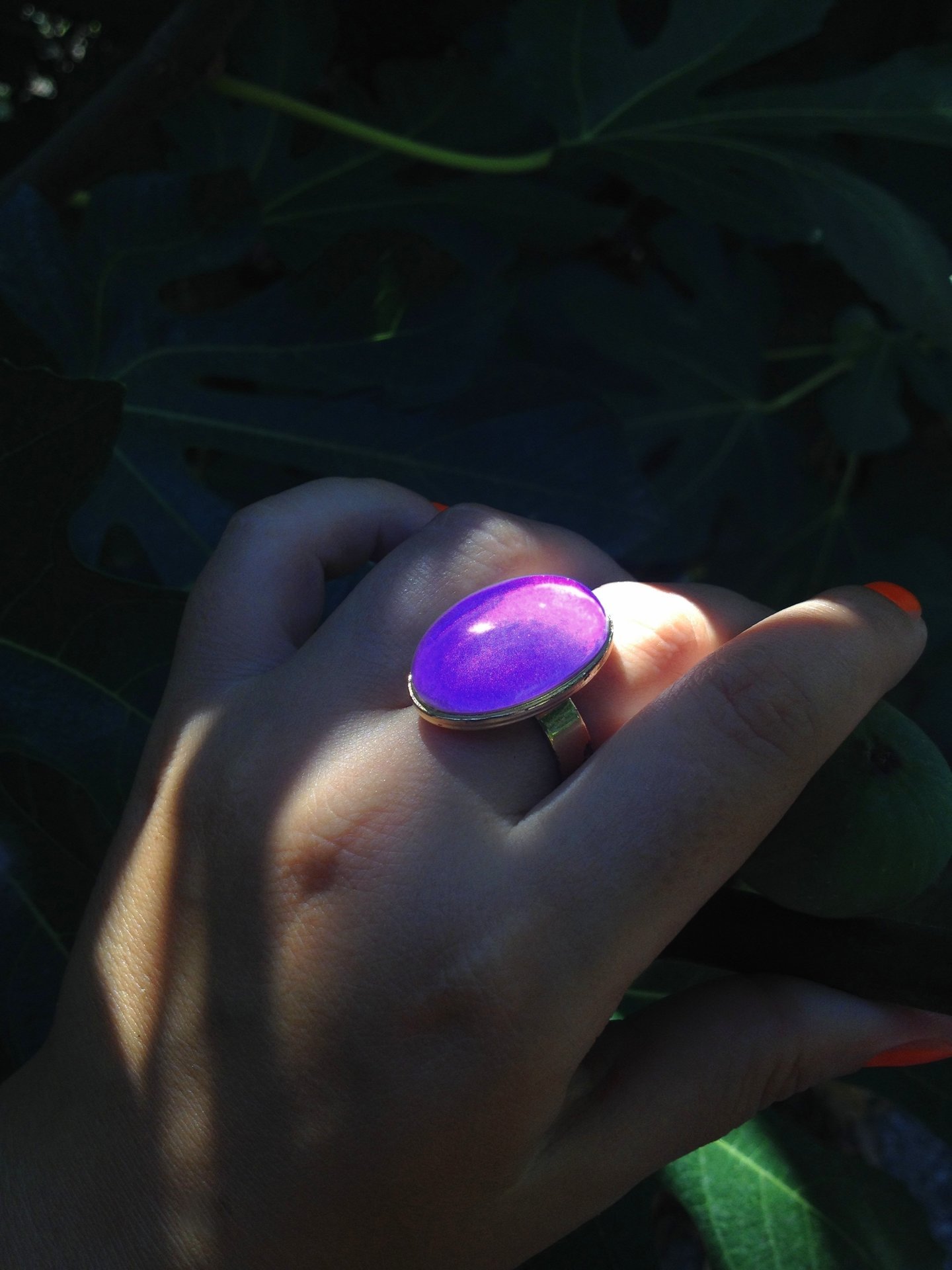 Goddess of Adventure - Mood Ring - Gold Plated Sterling Silver 925 - Adjustable - 25x18 mm