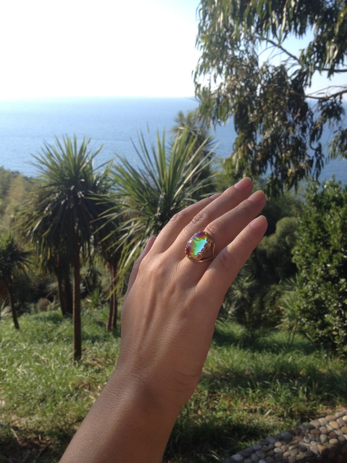 Golden Blossoms of Magic - Mood Ring - 18x13 mm - 24K Gold Plated Sterling Silver 925