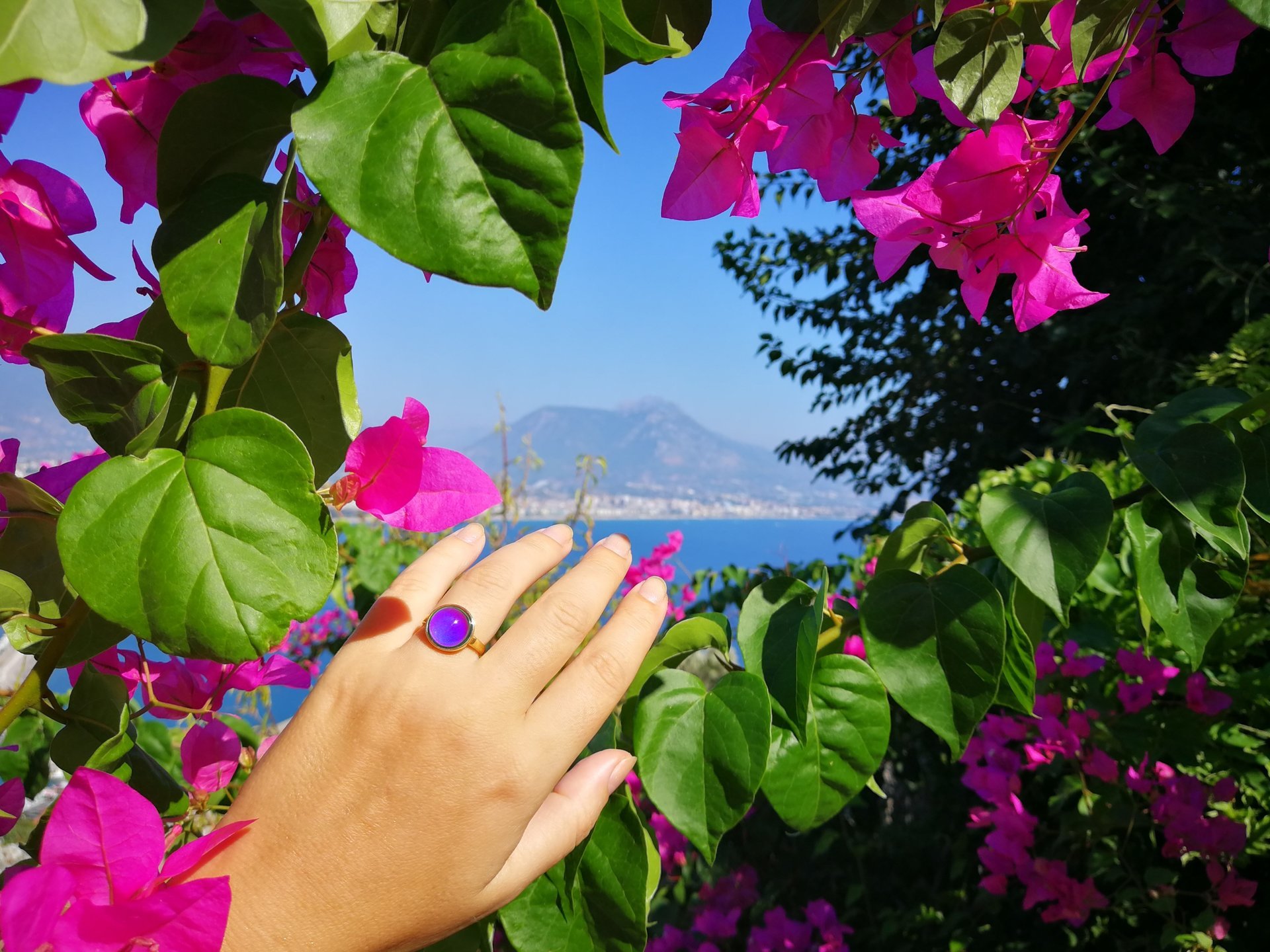 Golden Star of Romance - Mood Ring - 12 mm - 24K Gold Plated Sterling Silver 925