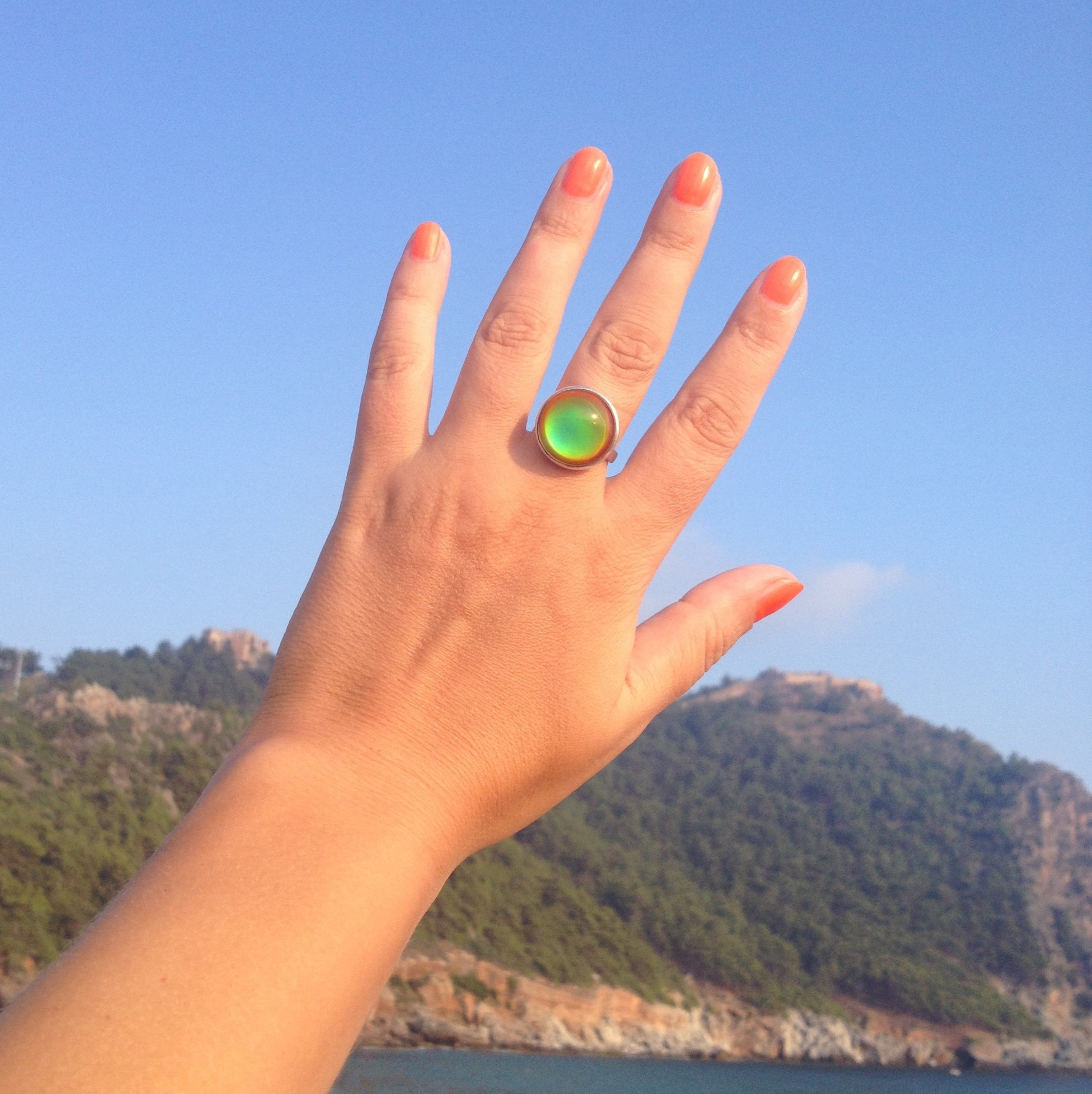 Rising Sun - Mood Ring - Adjustable - 16 mm - Sterling Silver 925
