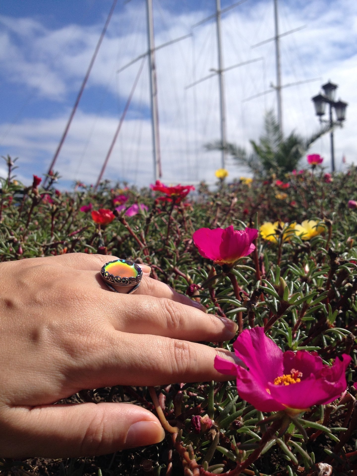 Silver Dream of Night Flowers - Mood Ring - Adjustable - 18x13 mm - Sterling Silver 925 Oxidized