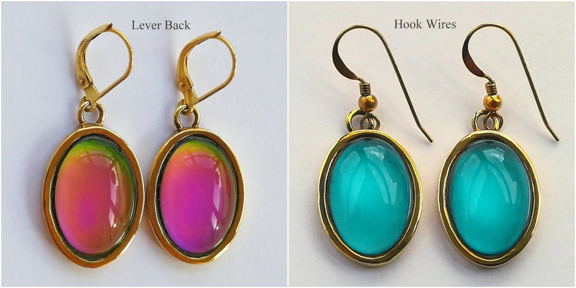Golden Fire of Youth - Mood Earrings - 18x13 mm - 24k Gold Plated Sterling Silver 925