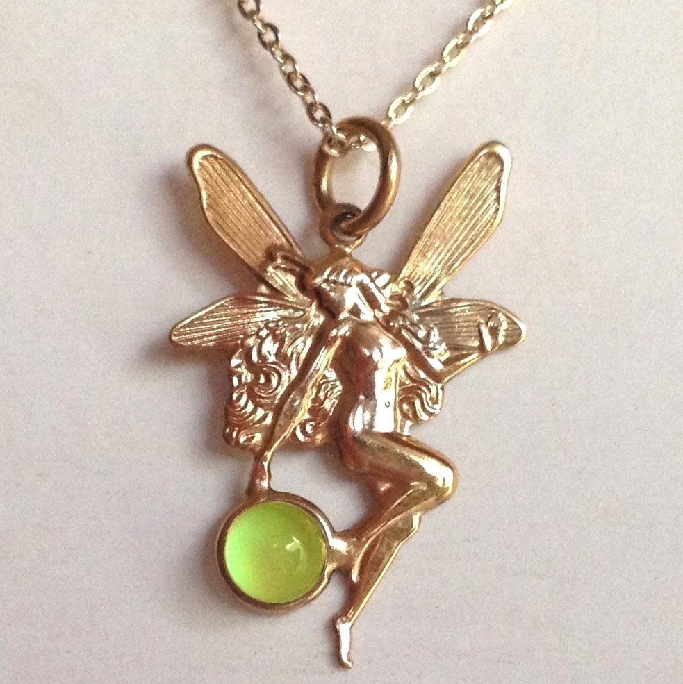 Secret Fairy Princess of Wishes - Mood Necklace - 5 mm - Gold Plated Brass