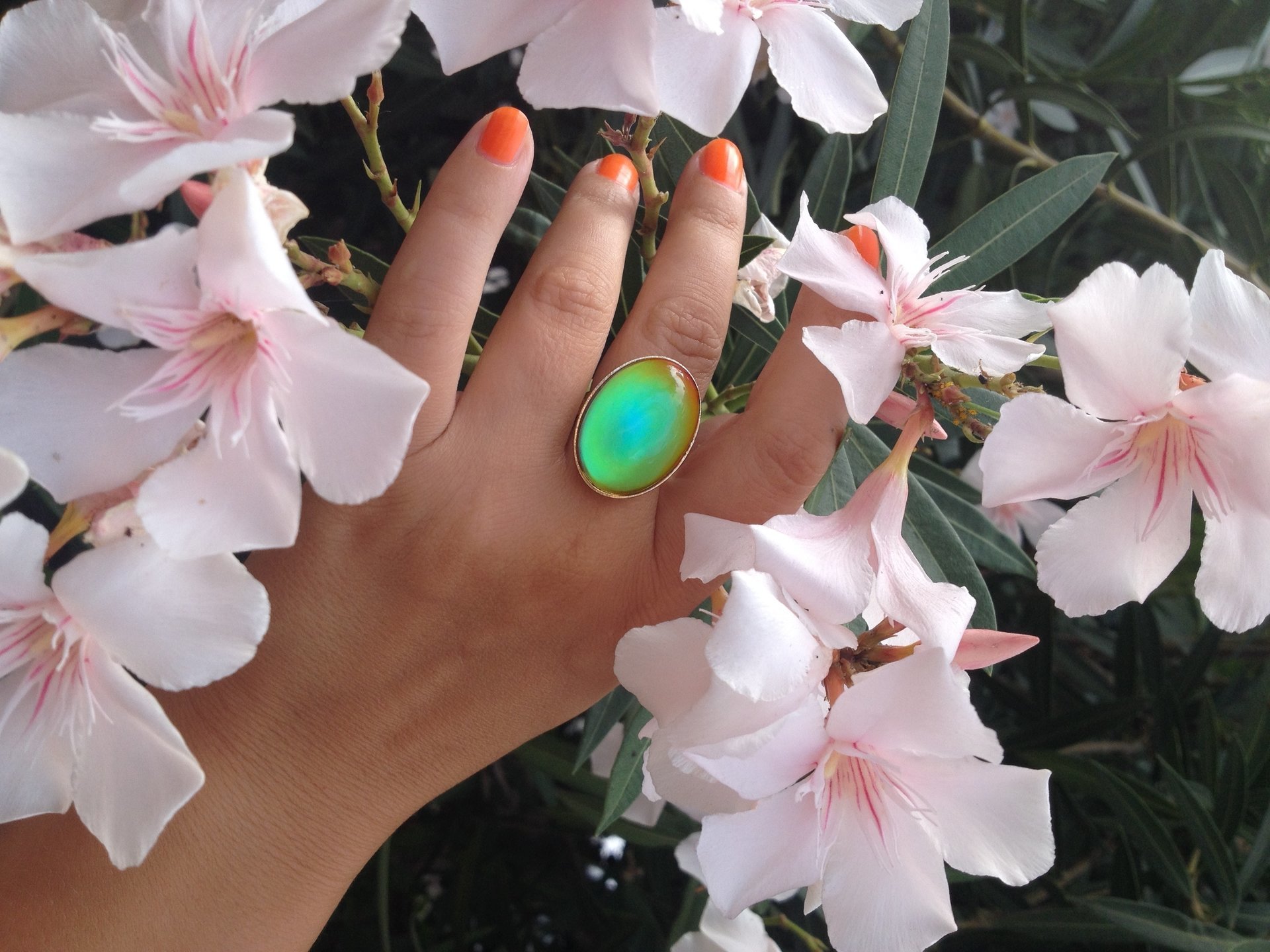 Goddess of Adventure - Mood Ring - Gold Plated Sterling Silver 925 - Adjustable - 25x18 mm
