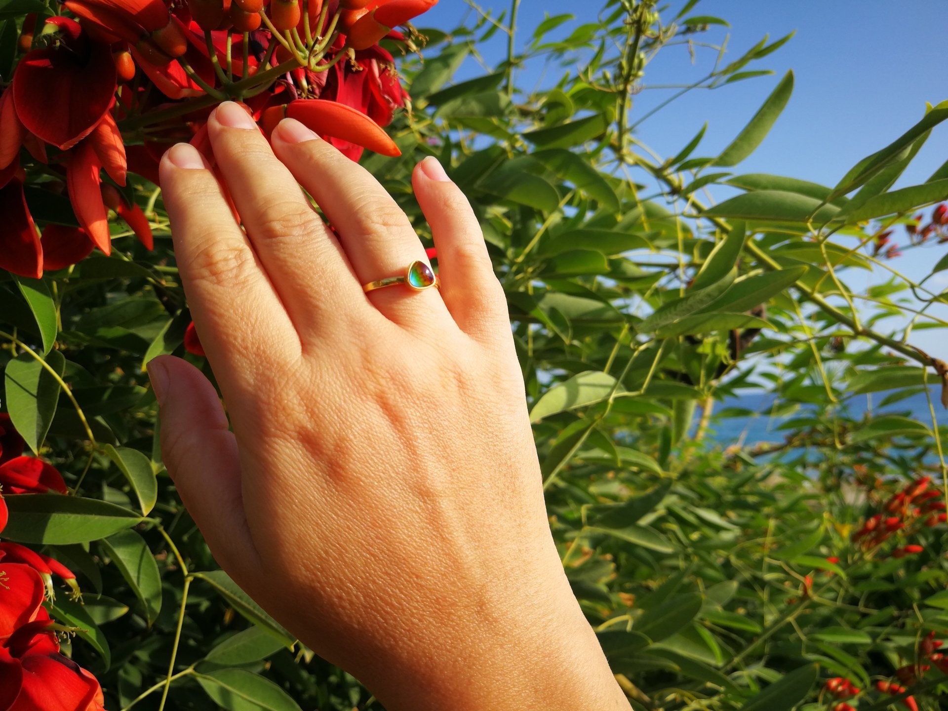 The Little Lord - Mood Ring - 6 mm - 24k Gold Plated Sterling Silver 925 - AAA Crystal Quartz