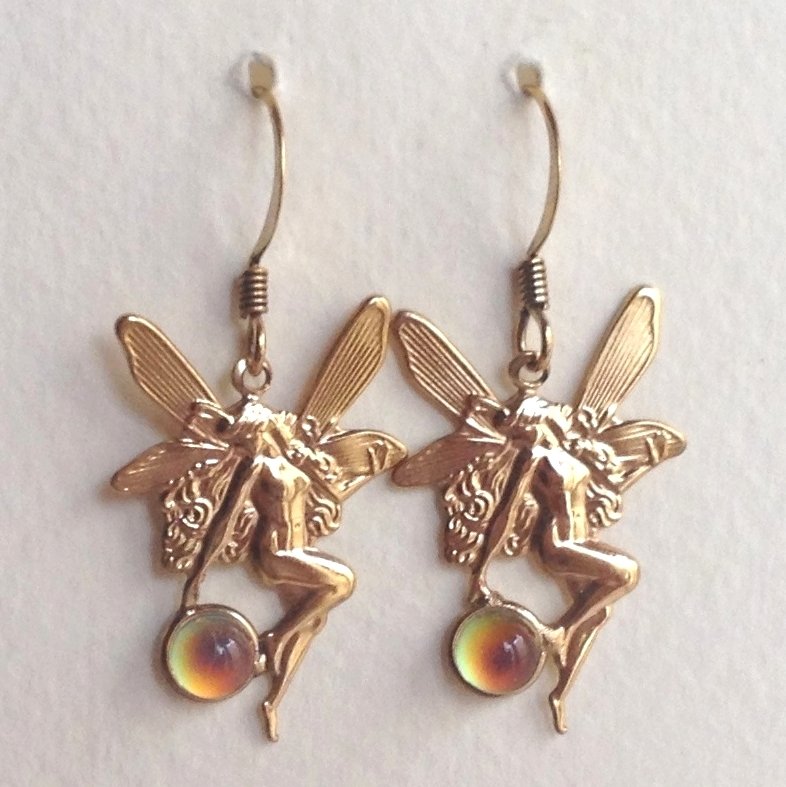 Fairies of Wishes - Mood Earrings - 5 mm - Gold Plated Brass