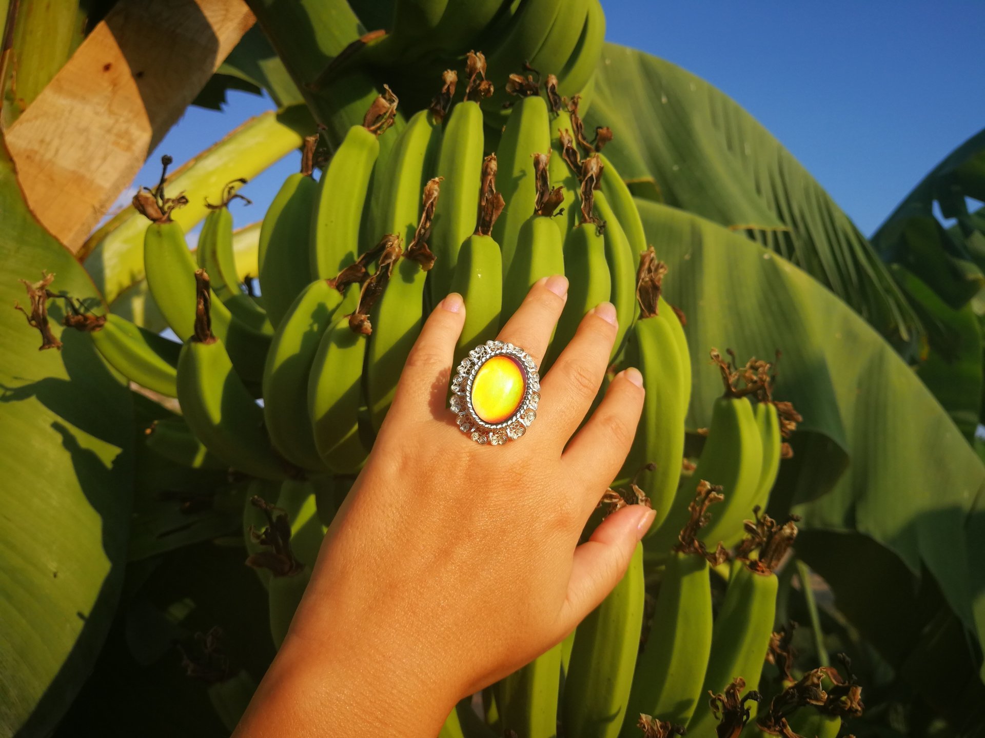 Empress of Elegance - Mood Ring - 25x18 mm - Silver 800 - one of a kind - size 7