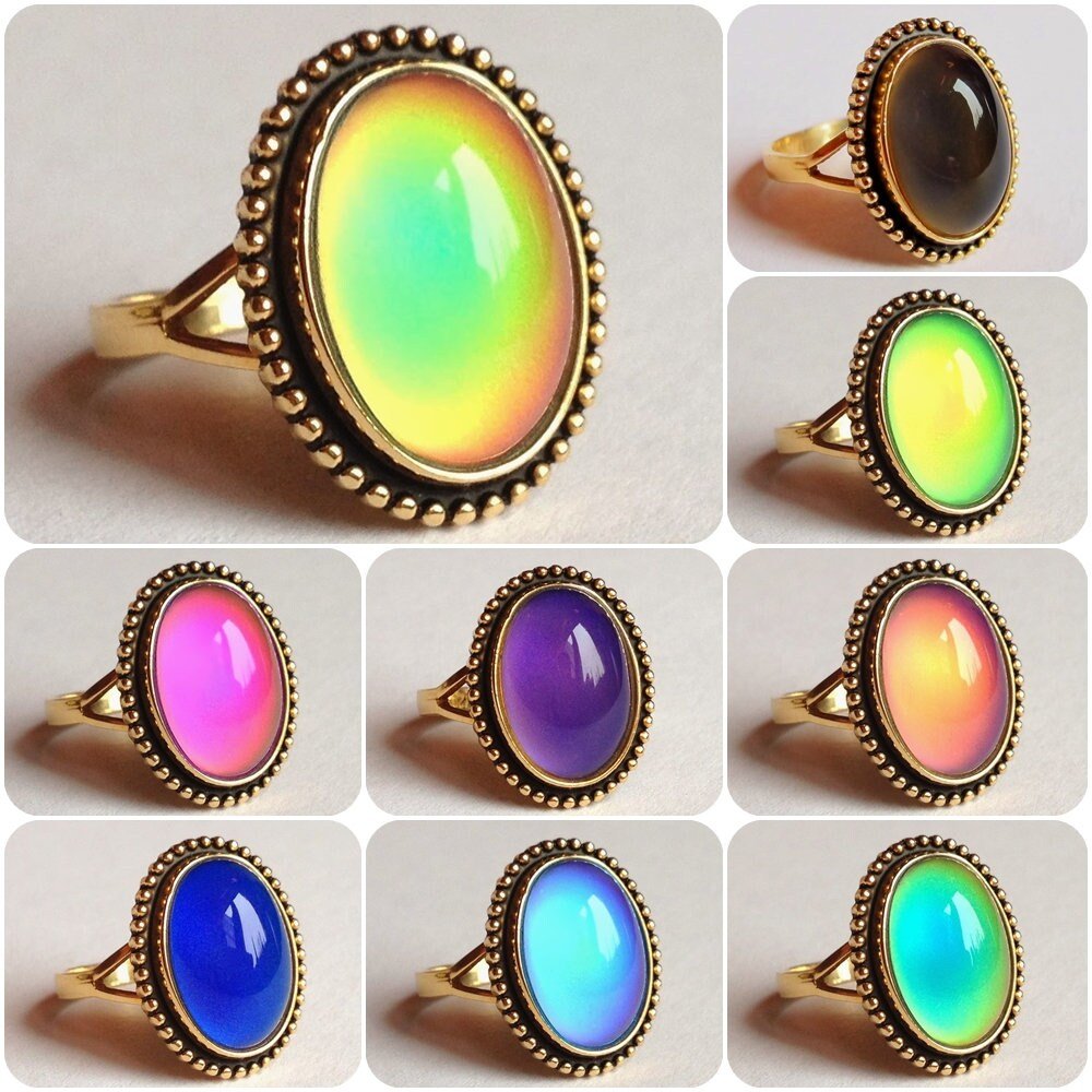 First Princess of the Empire - Mood Ring - 14x10 mm - 24K Gold Plated Sterling Silver 925