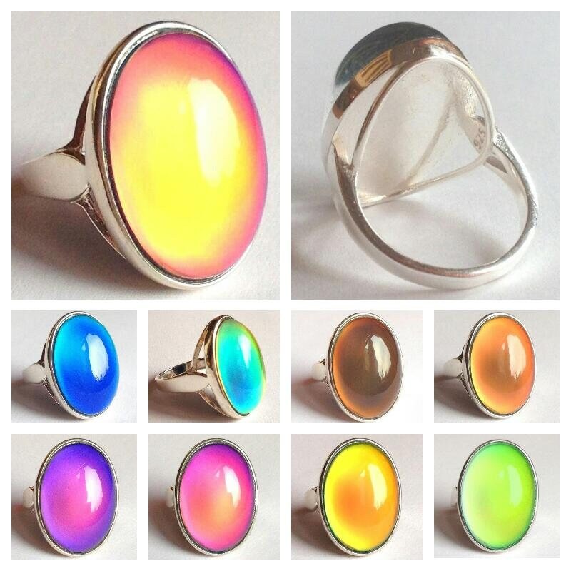 Silver Ring of Wishes - Mood Ring - 25x18 mm - Sterling Silver 925