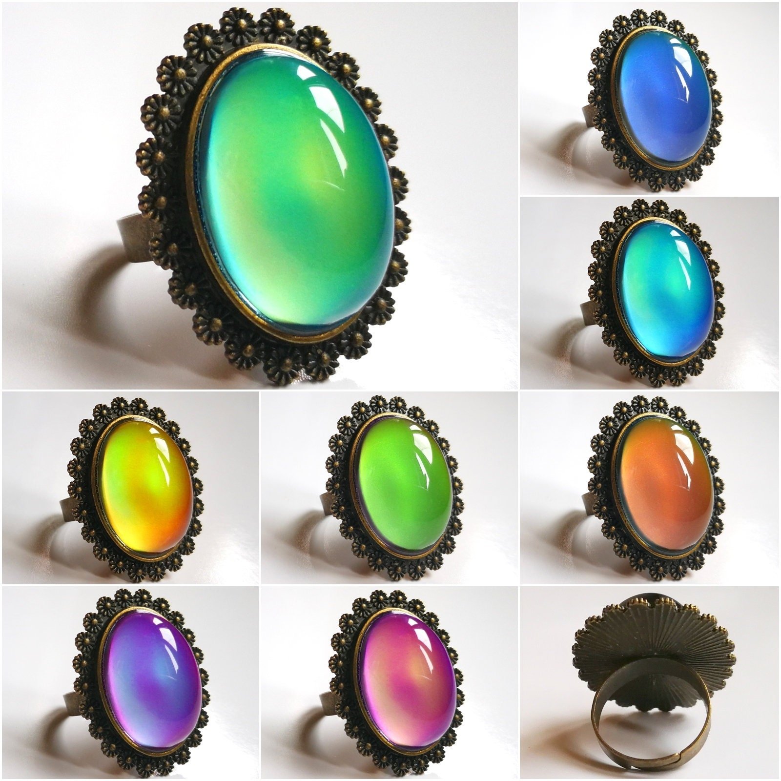 Queen of Zanzibar - Mood Ring - Adjustable - 25x18 mm - Brass
