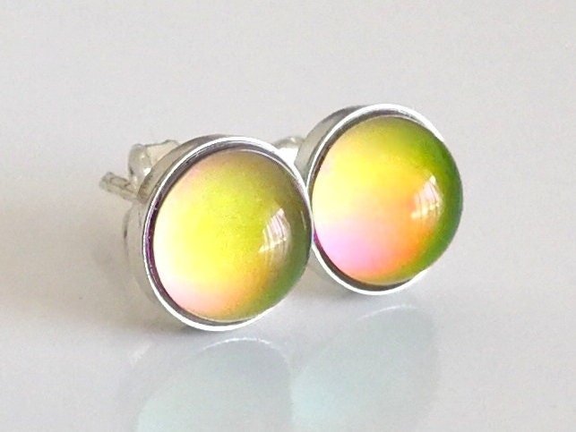 Fairies of the Silver Light - Mood Stud Earrings - 8 mm - Sterling Silver 925