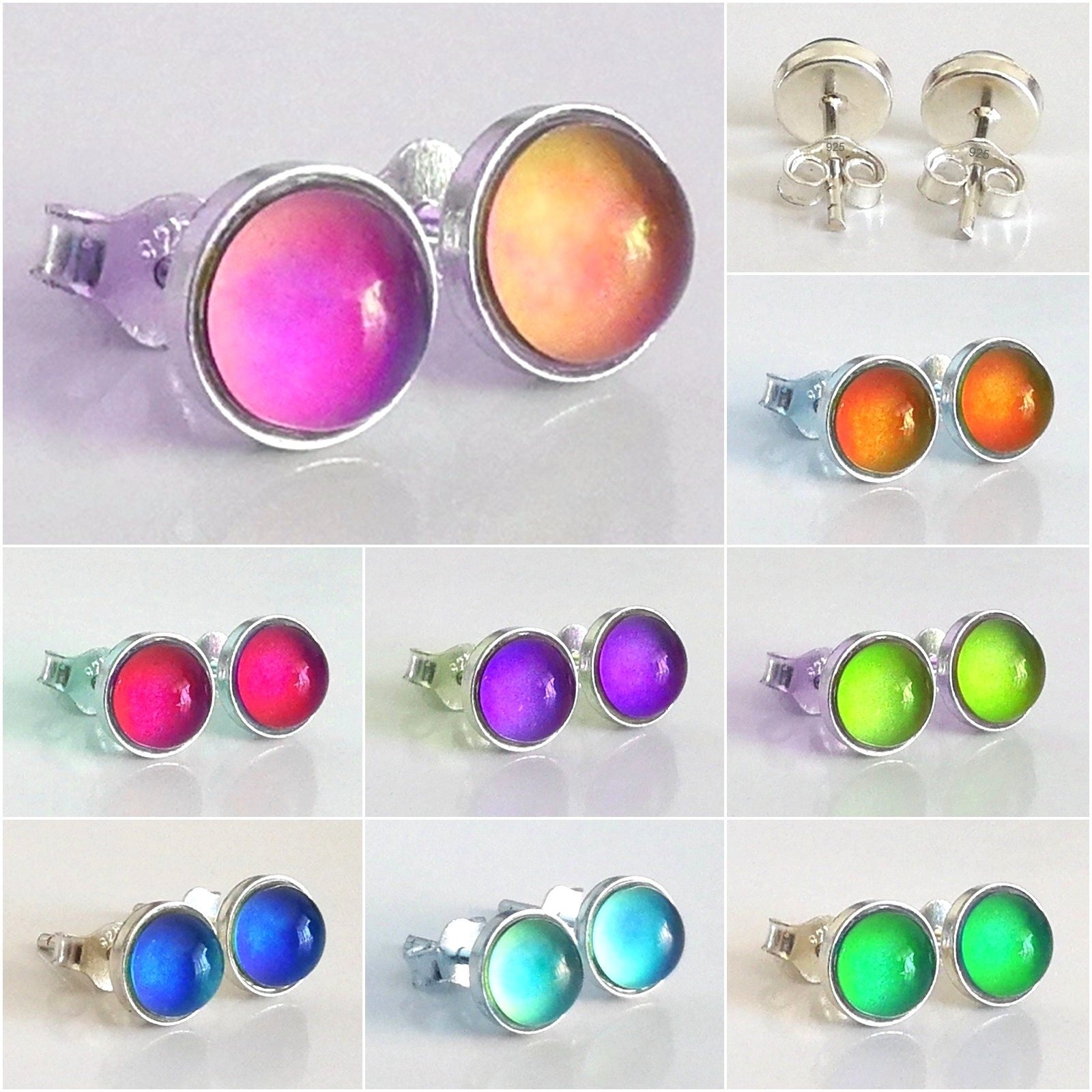 Fairies of the Light - Mood Stud Earrings - 6 mm - Sterling Silver 925