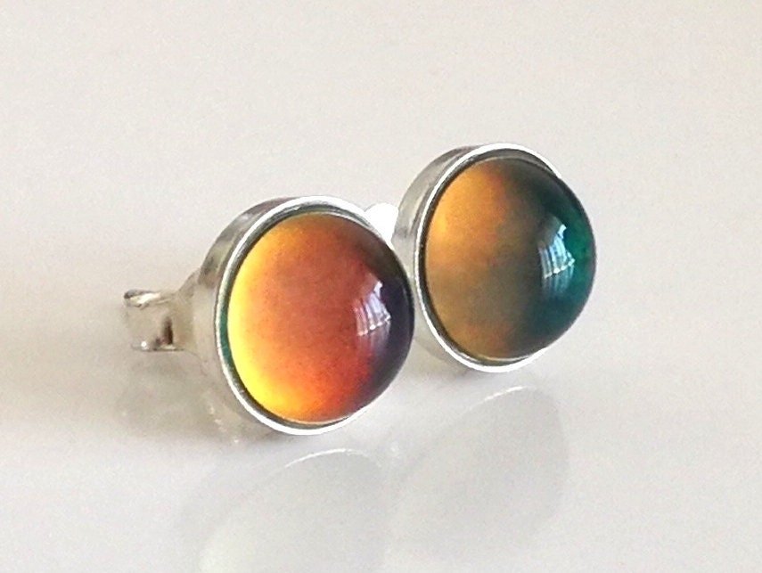 Fairies of the Silver Light - Mood Stud Earrings - 8 mm - Sterling Silver 925