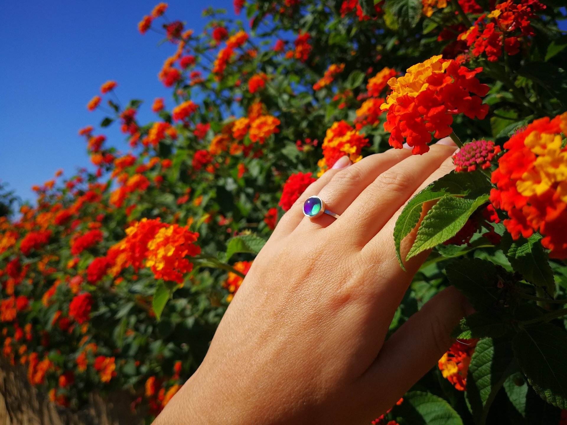 Duchess of the Silver Light - Mood Ring - 8 mm - Sterling Silver 925 - AAA Crystal Quartz