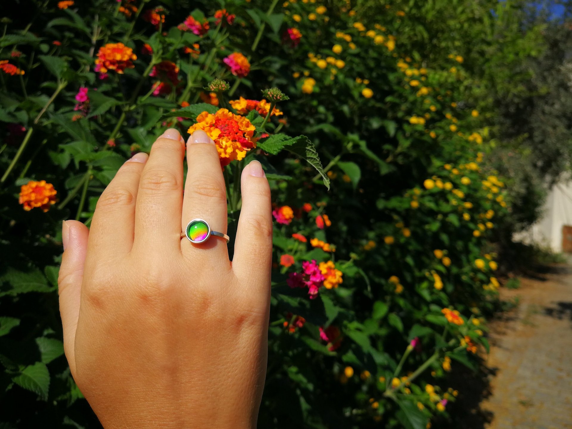 Duchess of the Silver Light - Mood Ring - 8 mm - Sterling Silver 925 - AAA Crystal Quartz