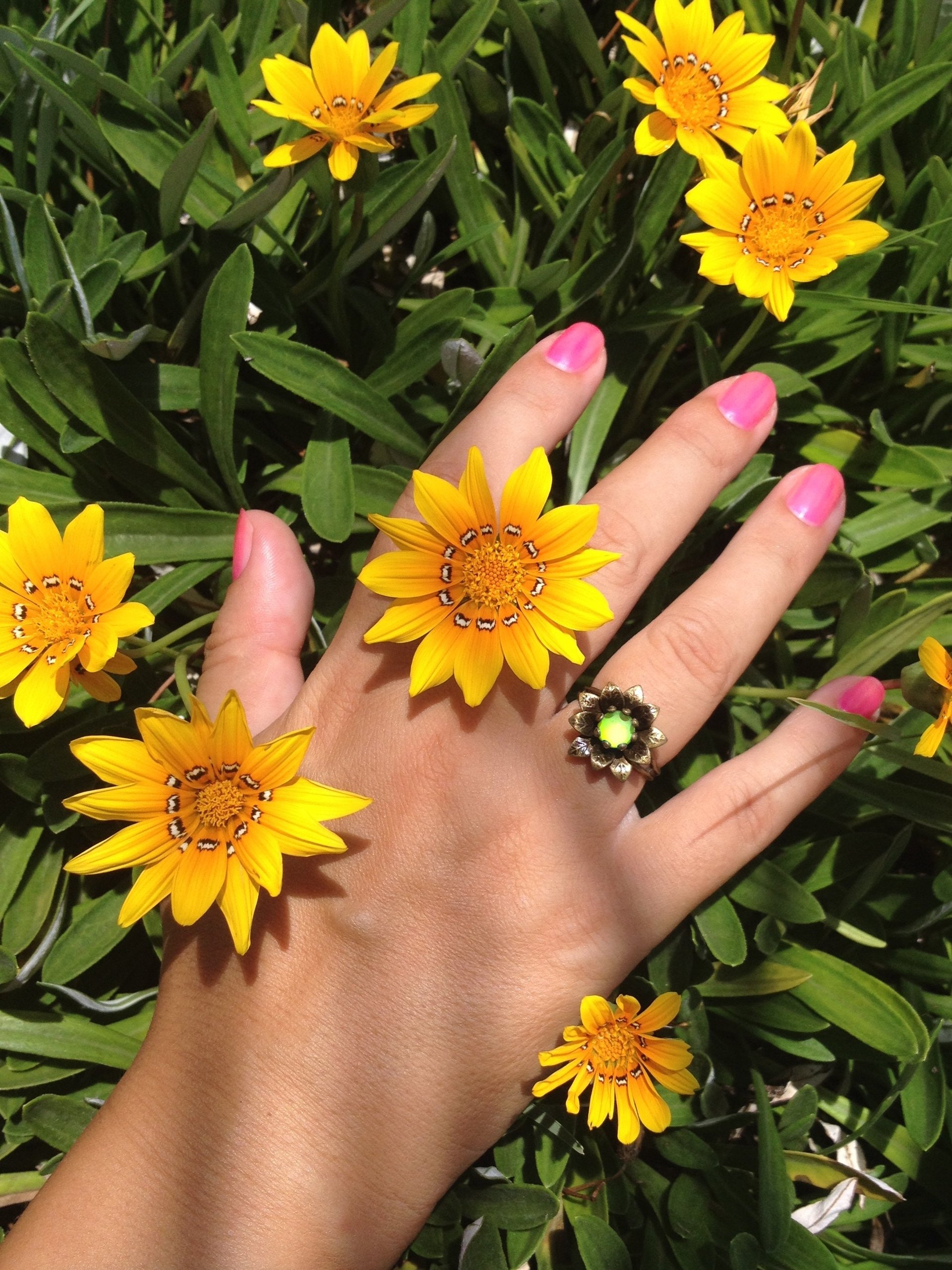 Flower Kingdom Set - Mood Ring Earrings Necklace - 6 mm - Brass