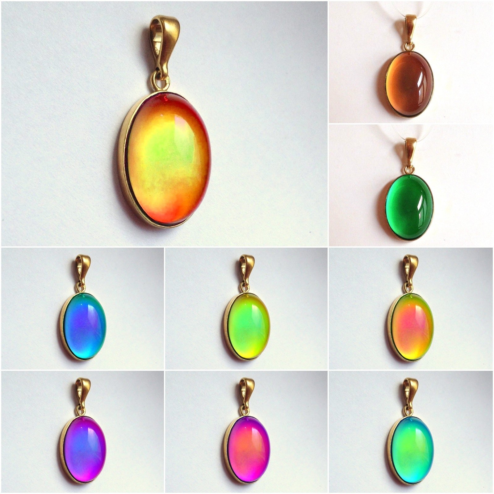 Golden Pendant of Wishes - Mood Pendant - 25x18 mm - 24k Gold Plated Sterling Silver 925