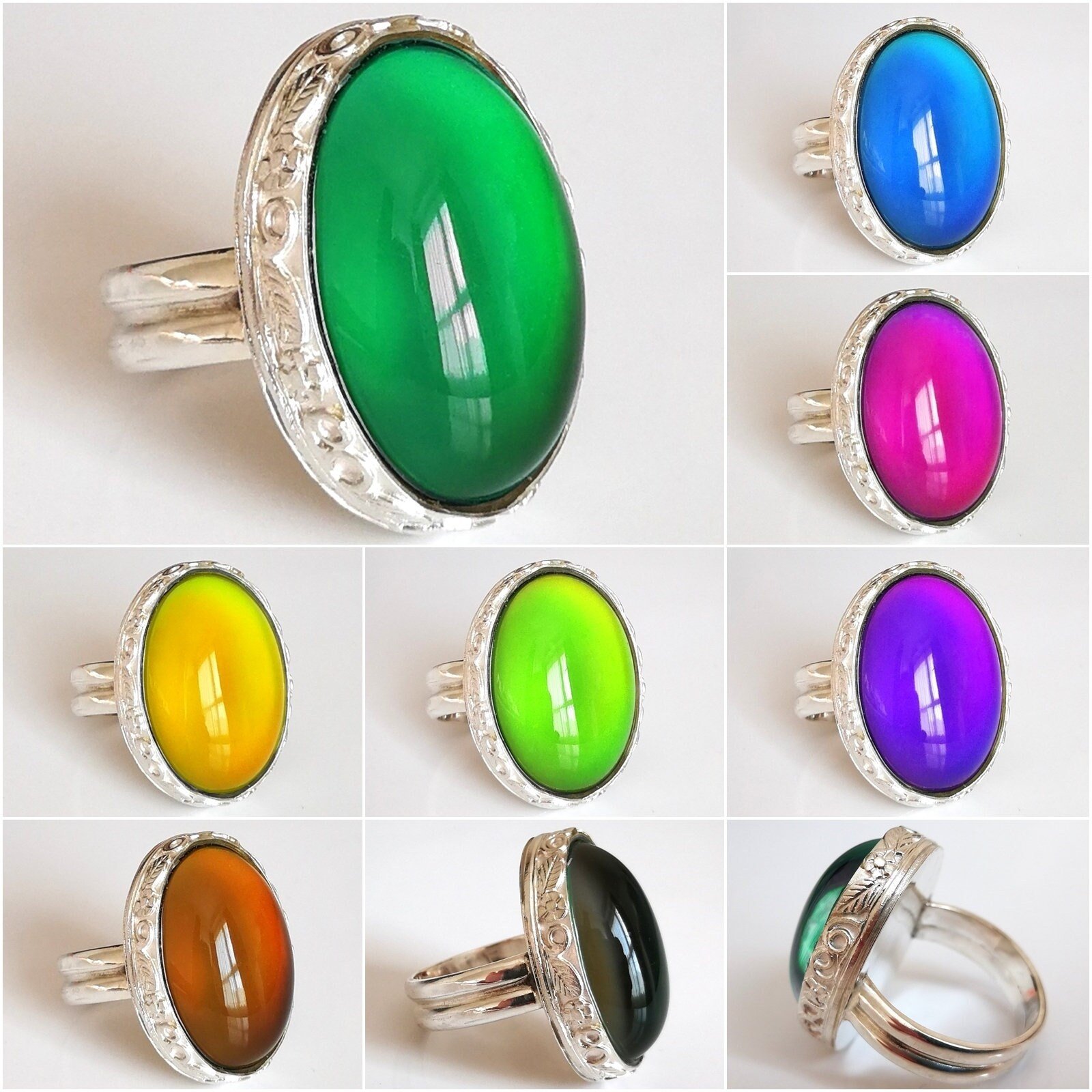 Queen of Avalon - Mood Ring - 25x18 mm - Sterling Silver 925