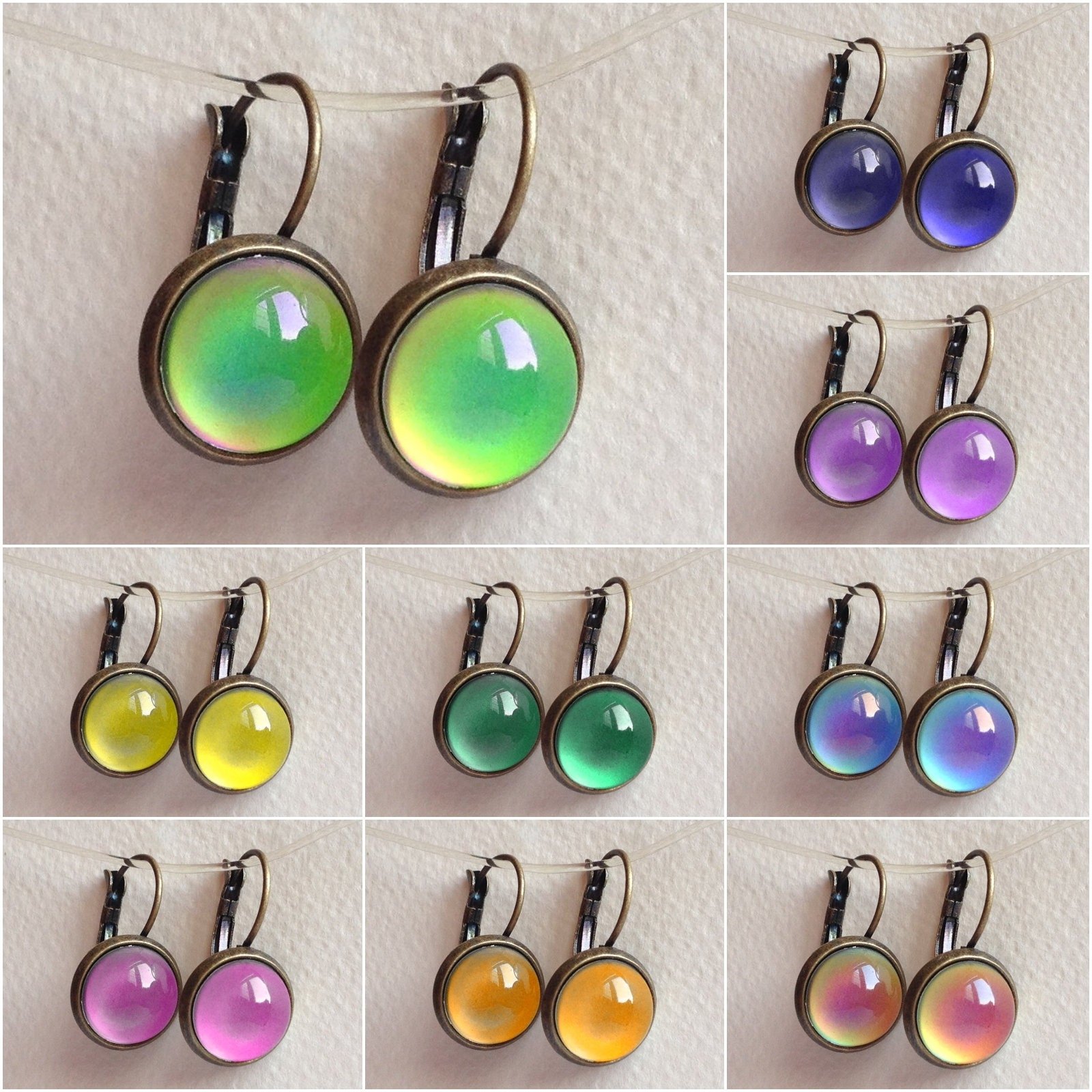 Royal Colors of Joy - Mood Earrings - 12 mm - Brass