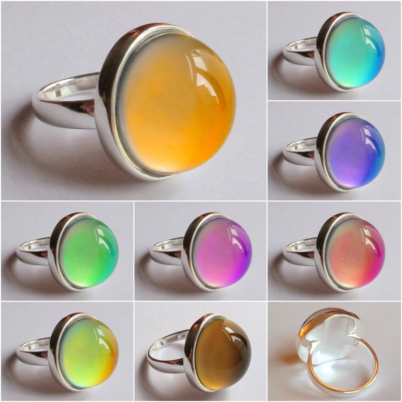 Silver Sun of Elegance - Mood Ring - 20 mm - Sterling Silver 925