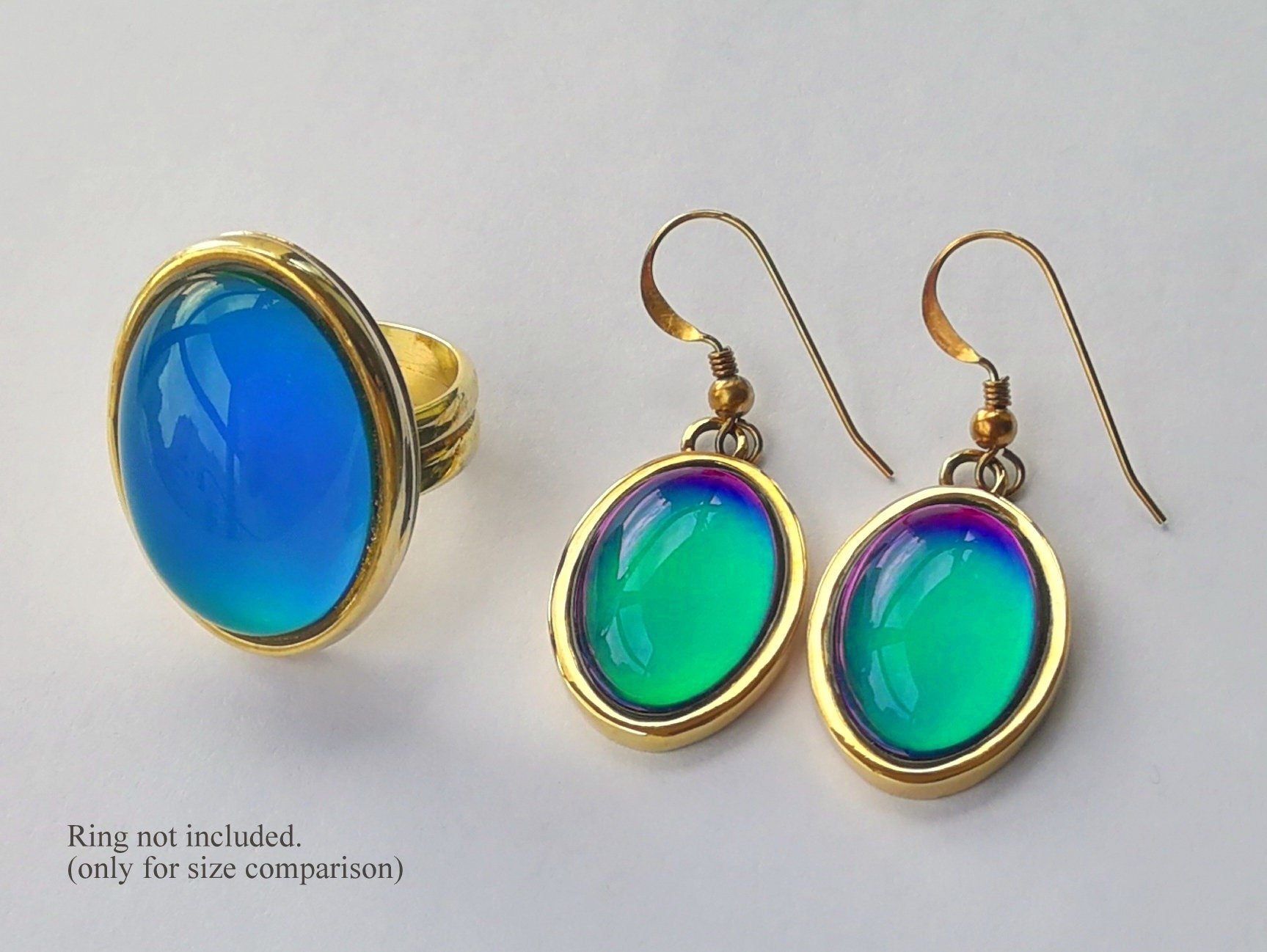 Golden Fire of Youth - Mood Earrings - 18x13 mm - 24k Gold Plated Sterling Silver 925
