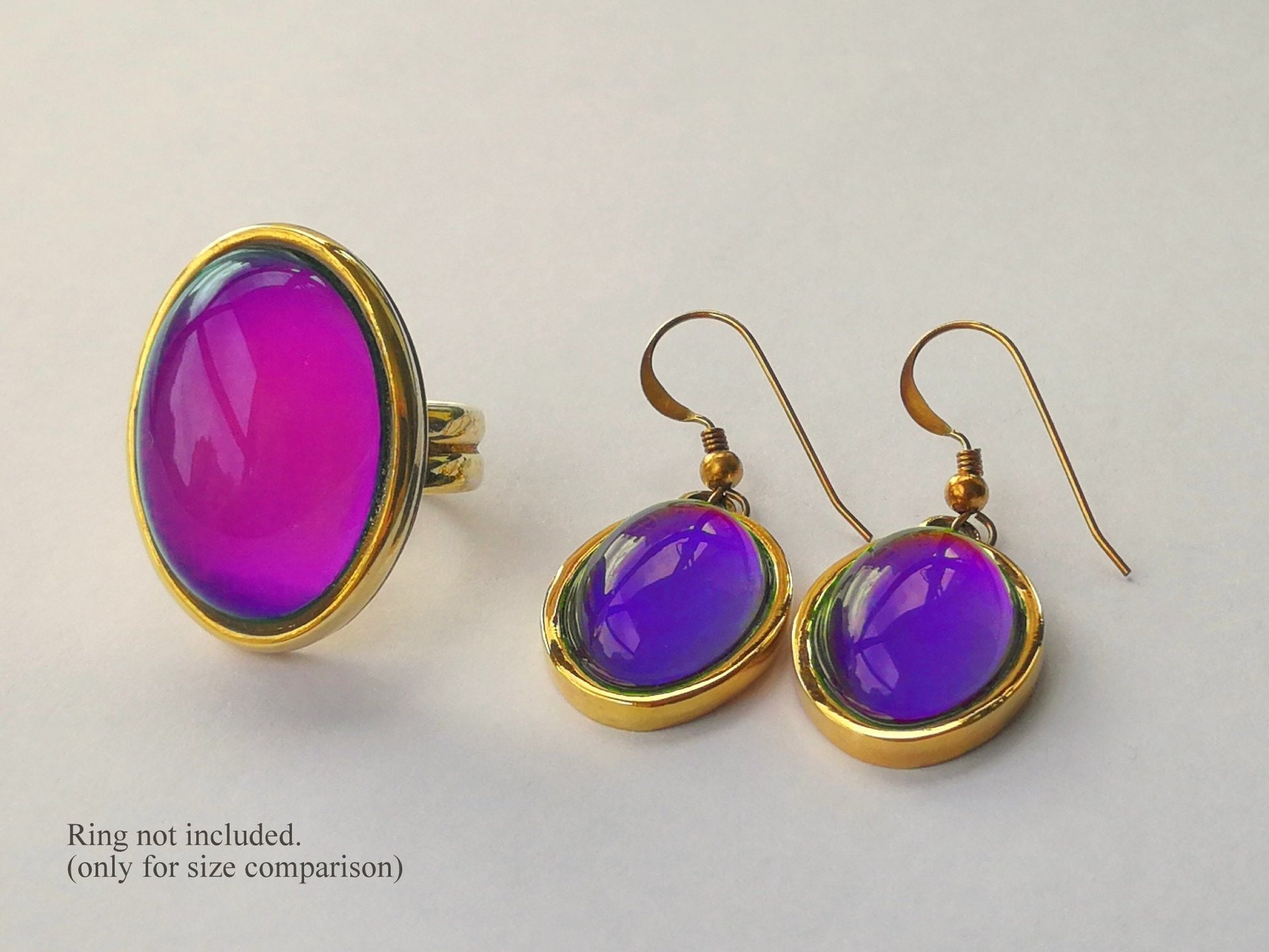 Golden Fire of Youth - Mood Earrings - 18x13 mm - 24k Gold Plated Sterling Silver 925