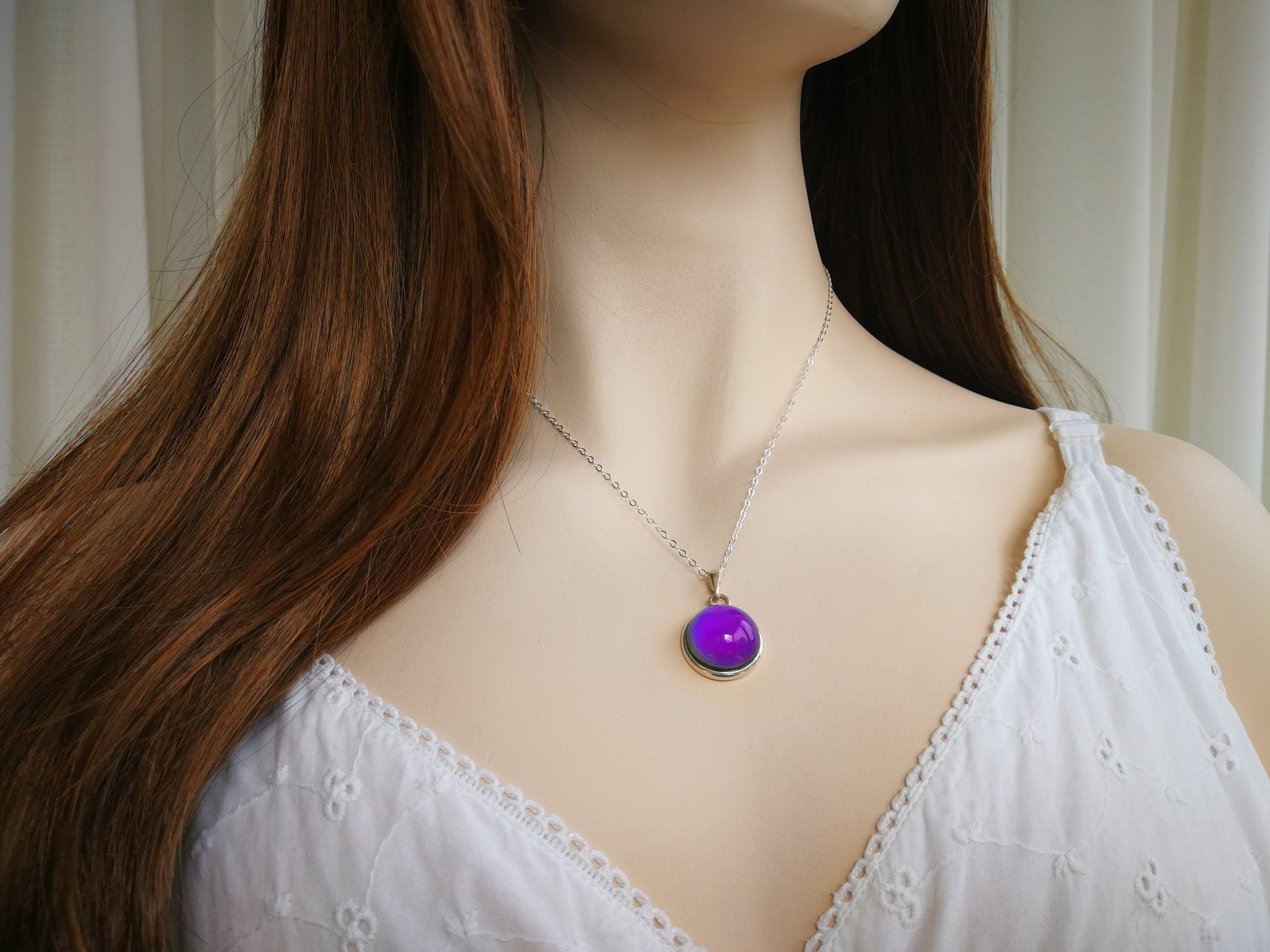 Rising Sun - Mood Necklace - 16 mm - Sterling Silver 925