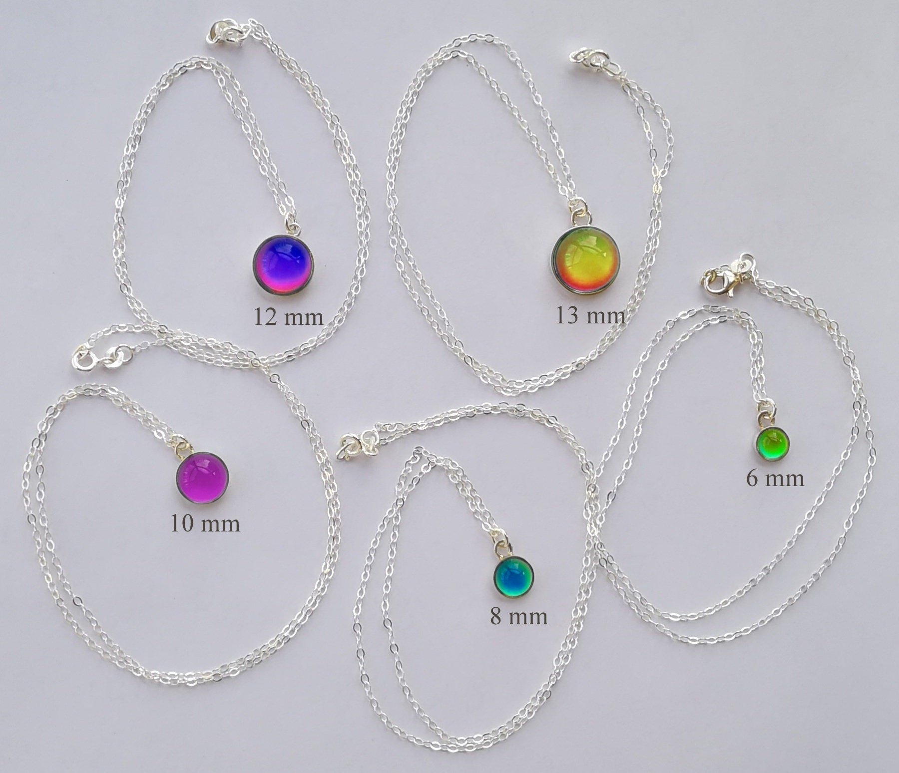 Lady of Celestial Nobility - Mood Necklace - 6,8,10,12,13 mm - Sterling Silver 925