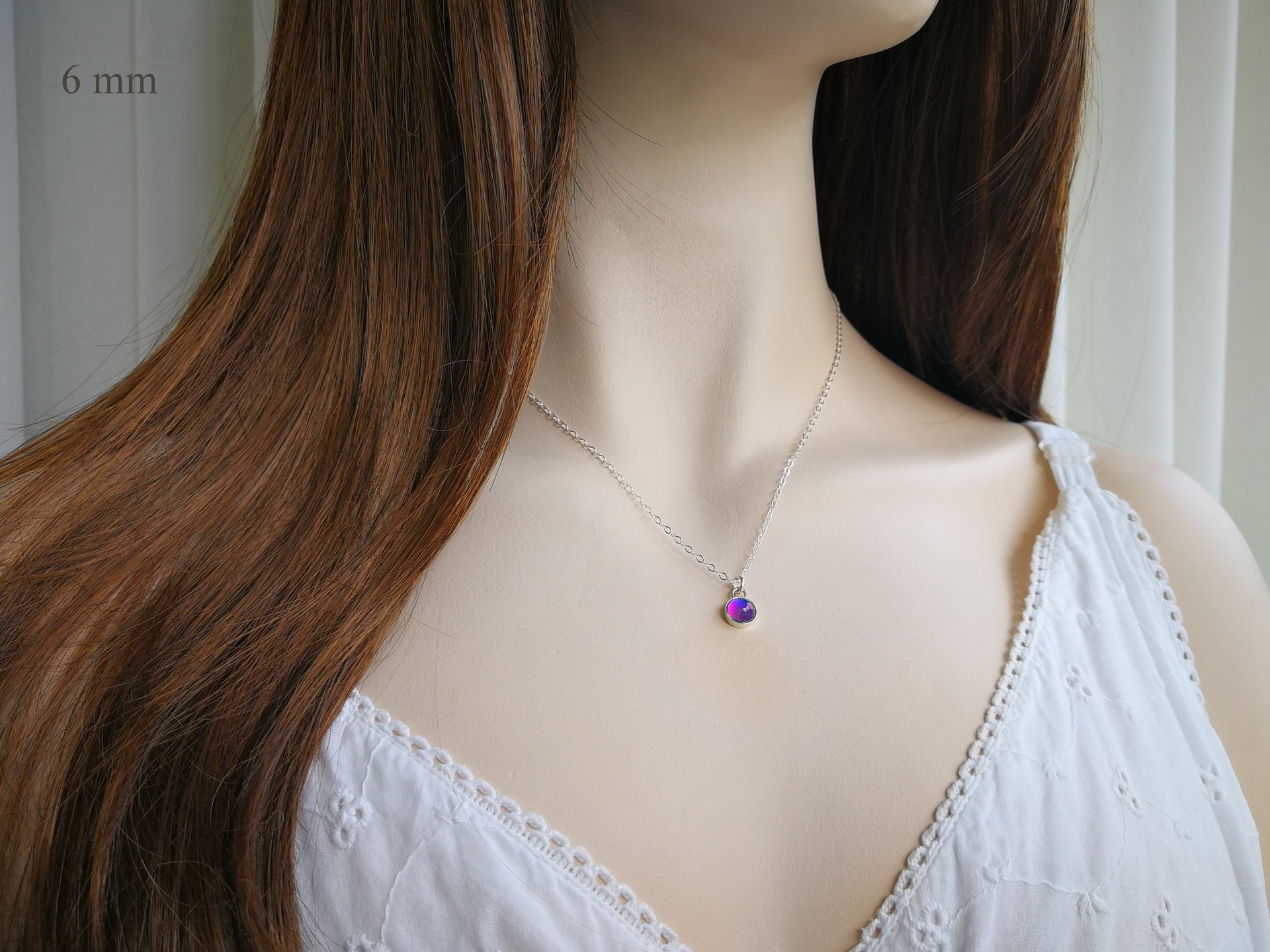 Lady of Celestial Nobility - Mood Necklace - 6,8,10,12,13 mm - Sterling Silver 925