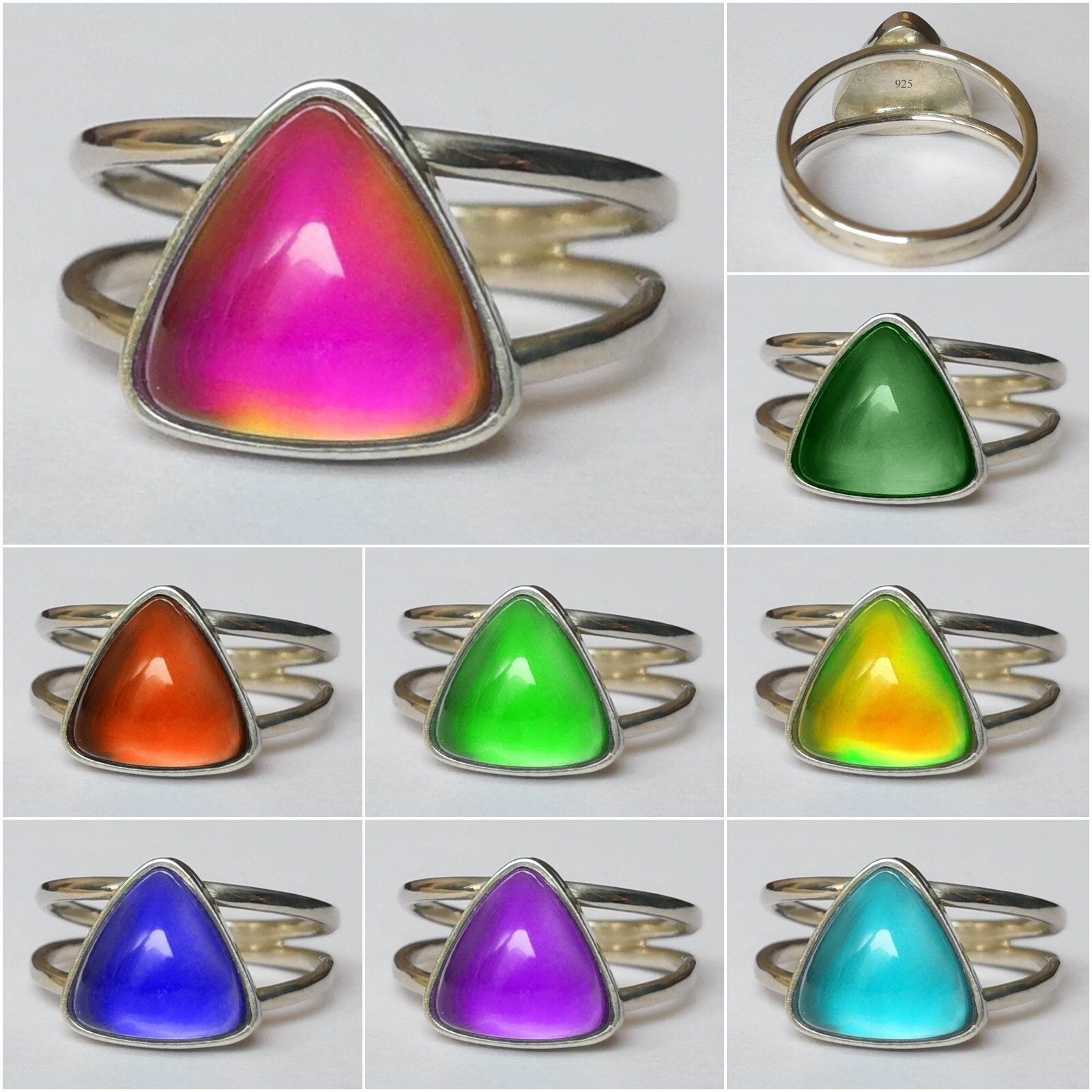 Princess of Mystery - Mood Ring - 9 mm - Sterling Silver 925 (pure or gold plated) - AAA Crystal Quartz