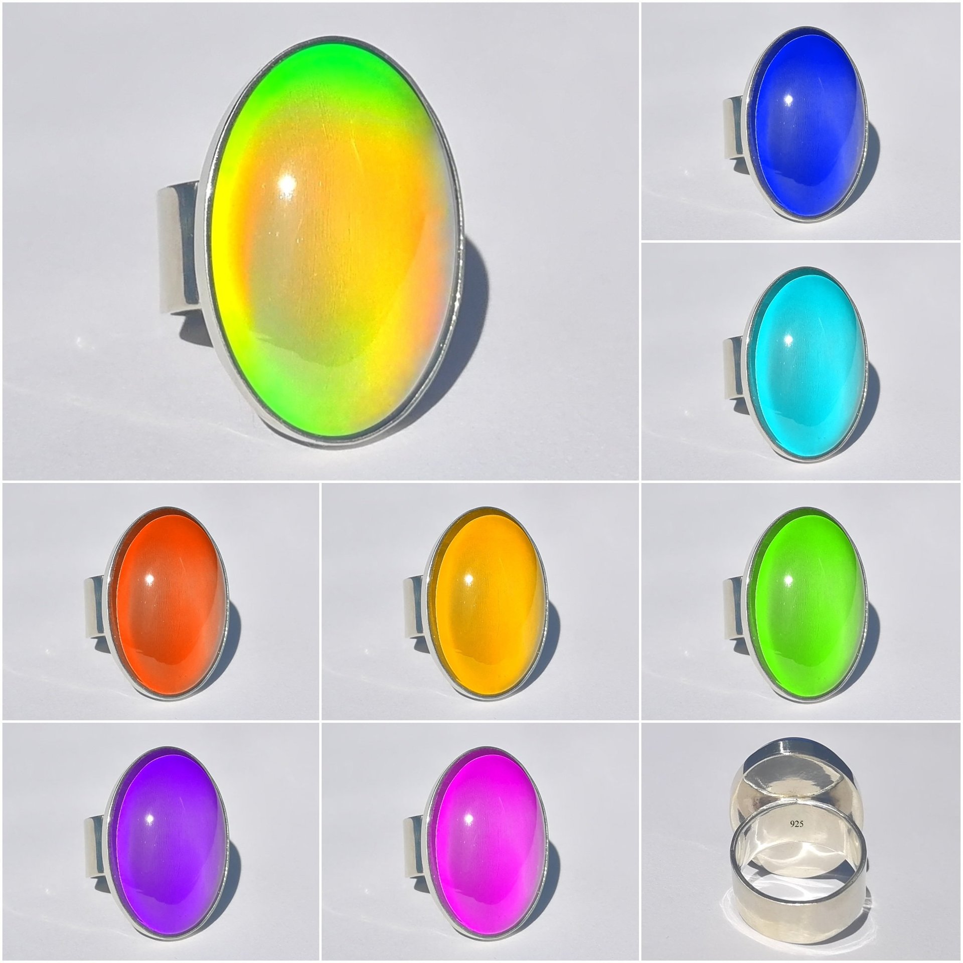 Silver Mirror of Beauty - Mood Ring - 30x20 mm - Sterling Silver 925