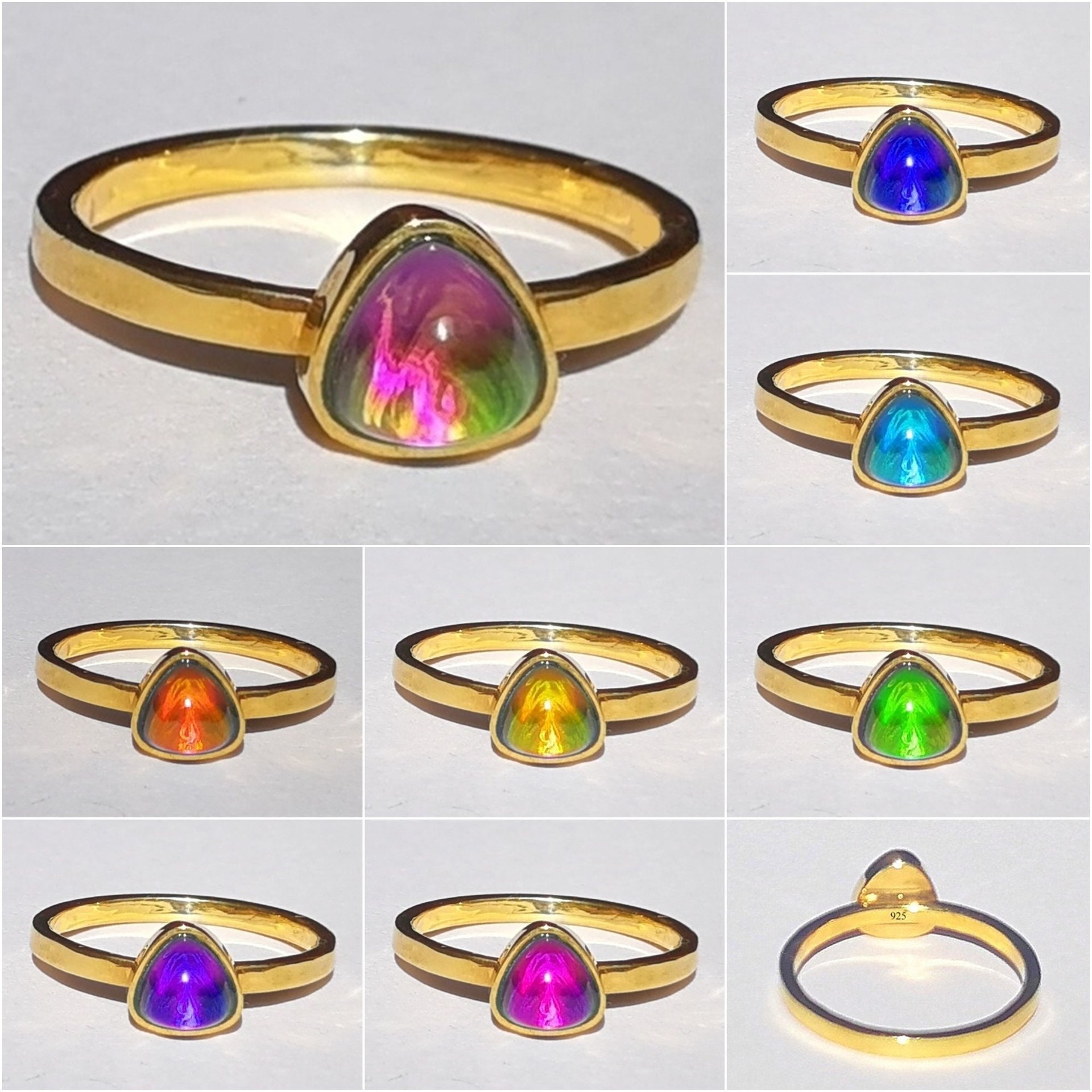 The Little Lord - Mood Ring - 6 mm - 24k Gold Plated Sterling Silver 925 - AAA Crystal Quartz