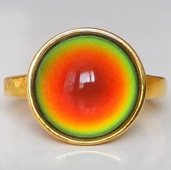 Golden Star of Romance - Mood Ring - 12 mm - 24K Gold Plated Sterling Silver 925