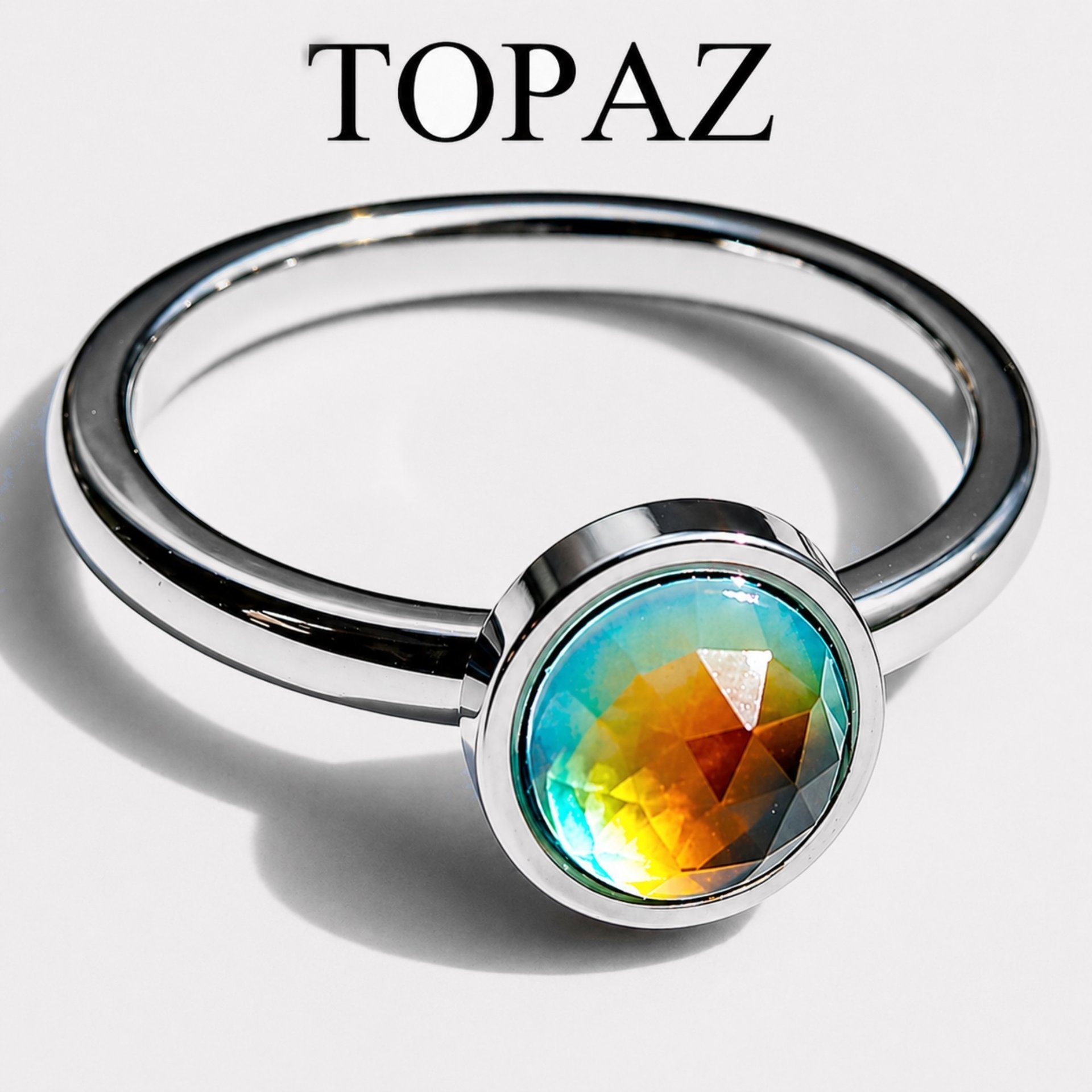 Wings of Emotion - Mood Ring - 5 mm - AAA Topaz - Stainless Steel - High Quality