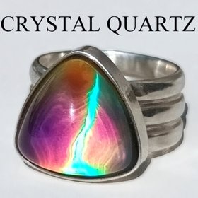 Lord of Lightning - Mood Ring - 15 mm - Sterling Silver 925 - AAA Crystal Quartz 