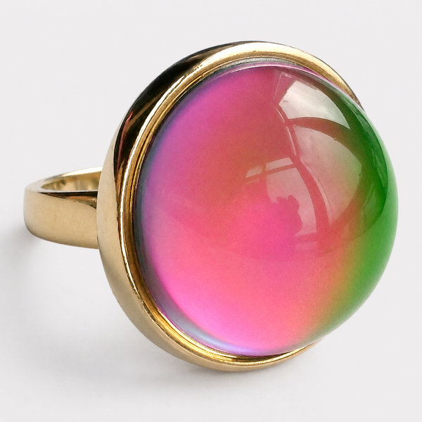 Golden Sun of Elegance - Mood Ring - 20 mm - 24K Gold Plated Sterling Silver 925
