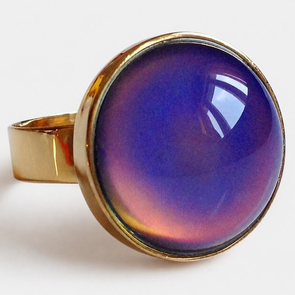 Golden Dream - Mood Ring - 16 mm - 24K Gold Plated Sterling Silver 925