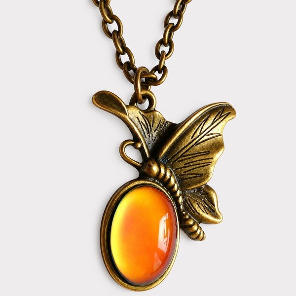 Butterflies of Happiness - Mood Necklace - 14x10 mm - Brass
