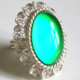 Empress of Elegance - Mood Ring - 25x18 mm - Silver 800 - one of a kind - size 7