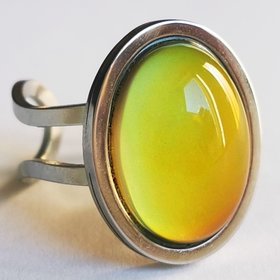 Royal Mood - Mood Ring - Adjustable - 18x13 mm - Stainless Steel