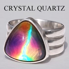 Lord of Lightning - Mood Ring - 15 mm - Sterling Silver 925 - AAA Crystal Quartz 