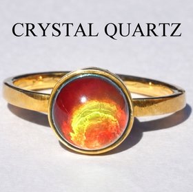 Duchess of the Golden Light - Mood Ring - 8 mm - Gold Plated Sterling Silver 925 - AAA Crystal Quartz
